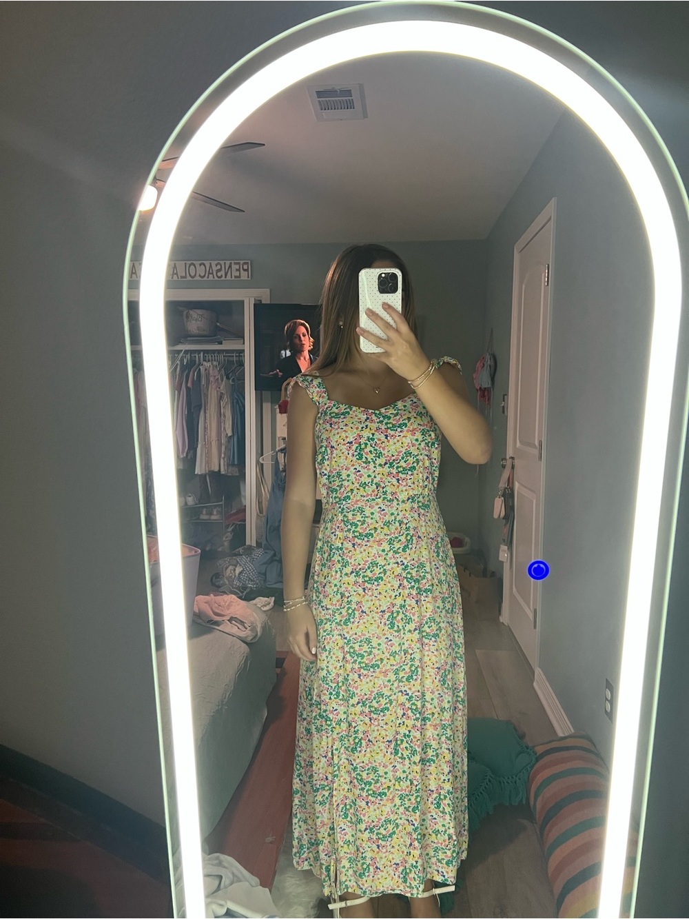 LOFT Multicolor Floral Maxi Dress in Pastel Yellow Base